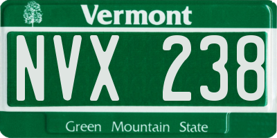 VT license plate NVX238