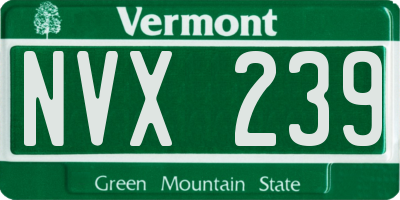 VT license plate NVX239