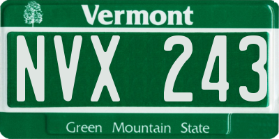 VT license plate NVX243