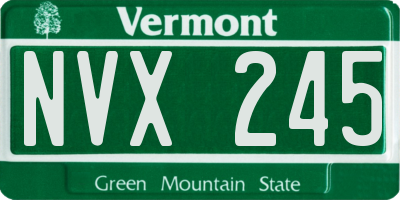 VT license plate NVX245