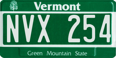 VT license plate NVX254