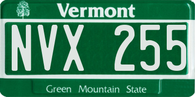 VT license plate NVX255