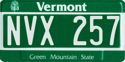 VT license plate NVX257