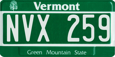 VT license plate NVX259