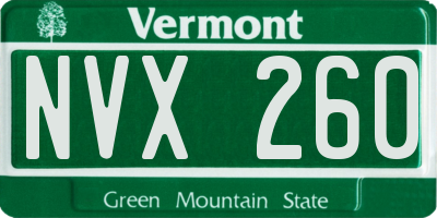VT license plate NVX260