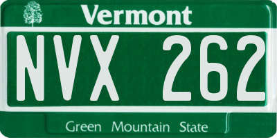 VT license plate NVX262