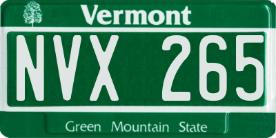 VT license plate NVX265