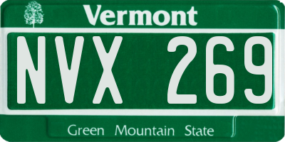 VT license plate NVX269