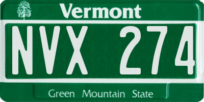 VT license plate NVX274