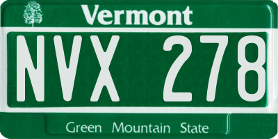 VT license plate NVX278