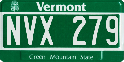 VT license plate NVX279