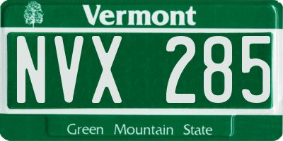 VT license plate NVX285