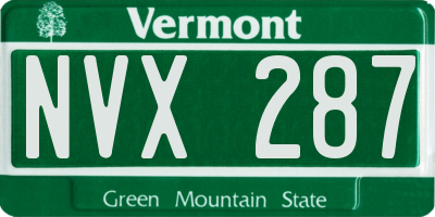 VT license plate NVX287