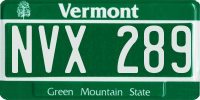 VT license plate NVX289