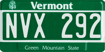 VT license plate NVX292