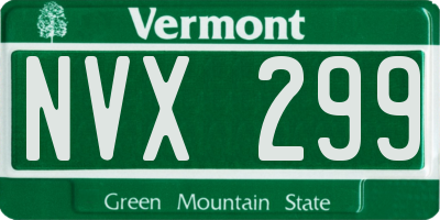 VT license plate NVX299