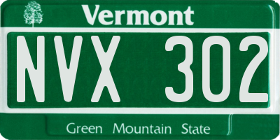 VT license plate NVX302