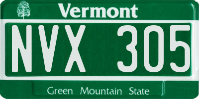 VT license plate NVX305