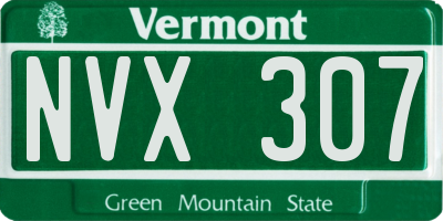 VT license plate NVX307