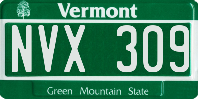 VT license plate NVX309