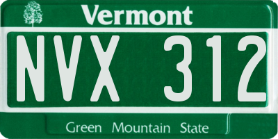 VT license plate NVX312