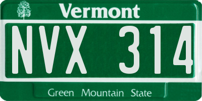VT license plate NVX314