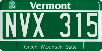 VT license plate NVX315