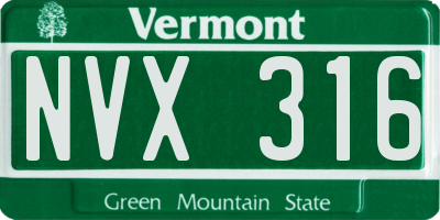 VT license plate NVX316