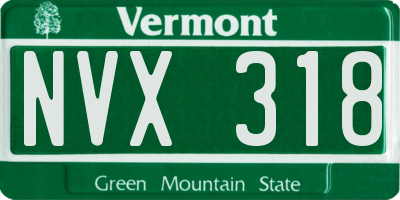 VT license plate NVX318
