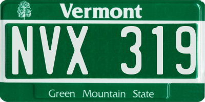 VT license plate NVX319