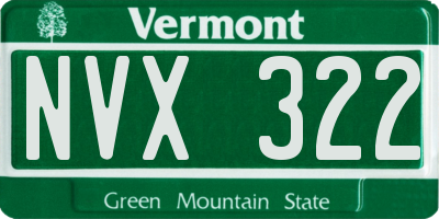 VT license plate NVX322