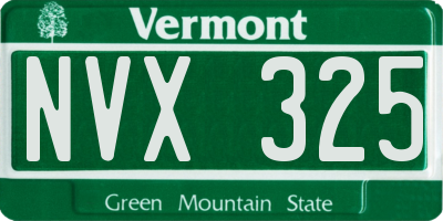 VT license plate NVX325