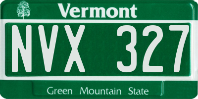 VT license plate NVX327