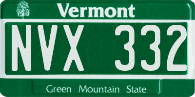 VT license plate NVX332