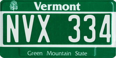 VT license plate NVX334