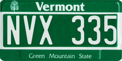 VT license plate NVX335