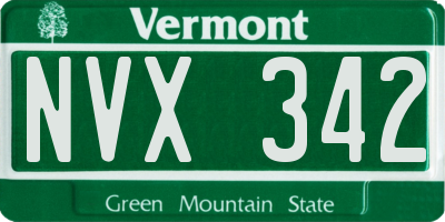 VT license plate NVX342