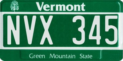 VT license plate NVX345