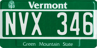 VT license plate NVX346