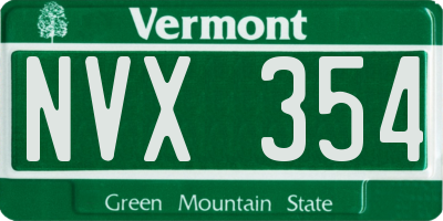VT license plate NVX354