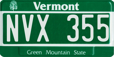 VT license plate NVX355