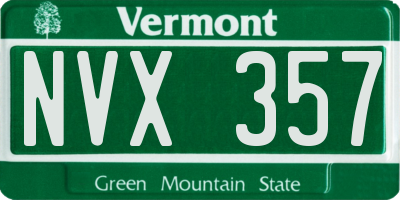 VT license plate NVX357