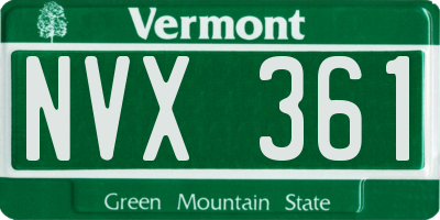 VT license plate NVX361