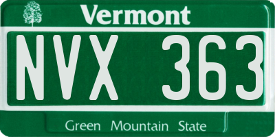 VT license plate NVX363