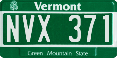 VT license plate NVX371