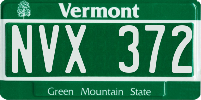 VT license plate NVX372