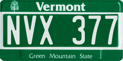 VT license plate NVX377