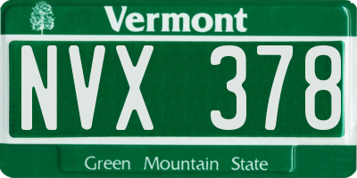 VT license plate NVX378