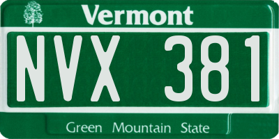 VT license plate NVX381