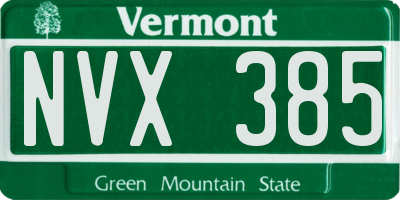 VT license plate NVX385